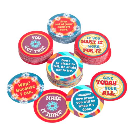 Really Good Stuff® Go For It Chips - Set of 100 with 50 Unique Messages