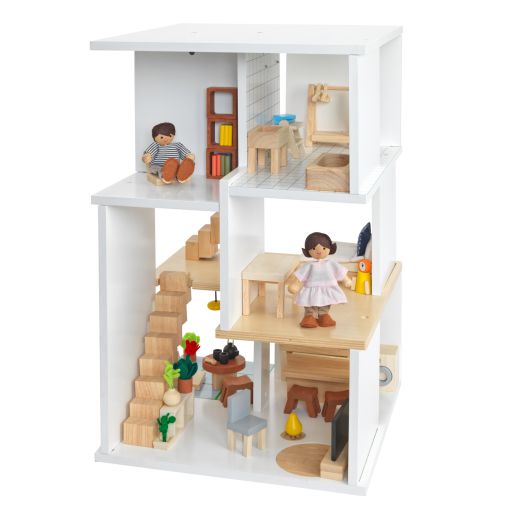 Excellerations® Sustainably Harvested Rubberwood Modern Dollhouse