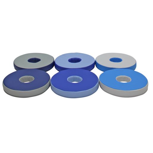 SoftScape Colorful Two-Tone Donut Cushions, 6-Piece - Navy-Powder Blue