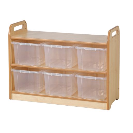 Shelf Unit with Display-Mirror Back & 6 Clear Tubs