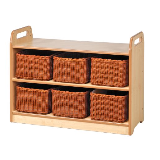 Shelf Unit with Display-Mirror Back and 6 Baskets