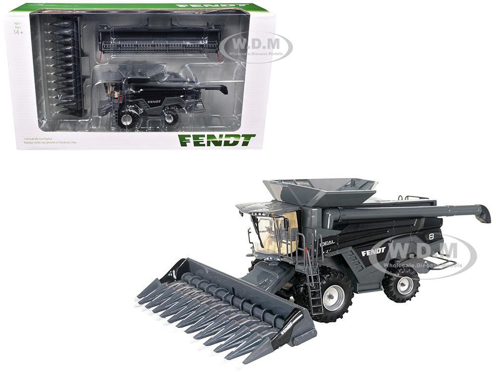 Fendt Ideal 8 Combine with Grain Head and 12 Row Corn Head Gray 1-64 Diecast Model by SpecCast