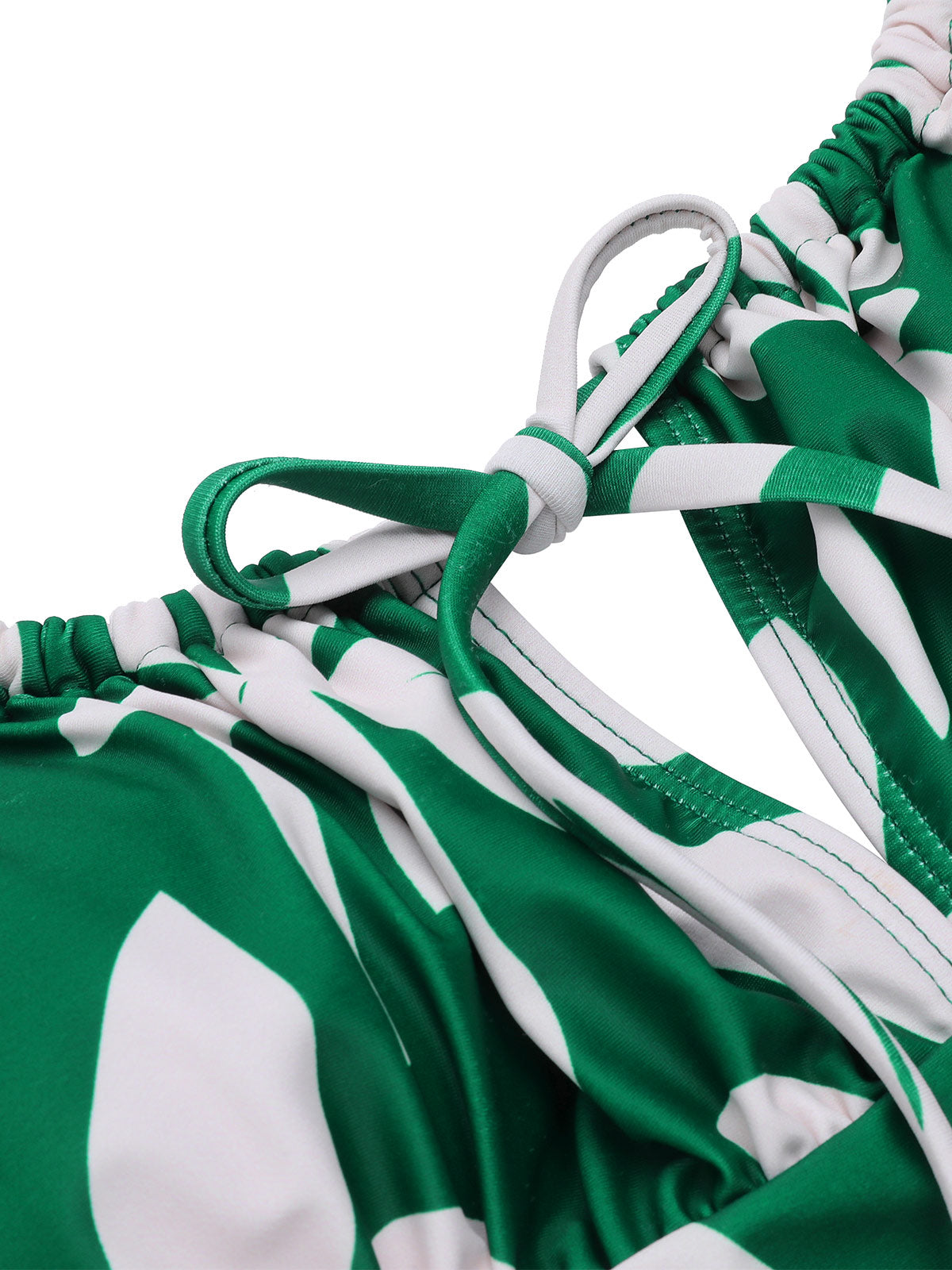 Women's Tight-fitting Swimsuit Green Leaf Print Beachwear Set with Chiffon Long Maxi Skirt