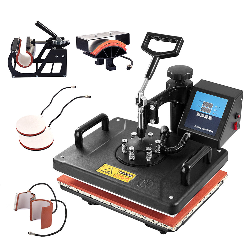 SHUOHAO 7 In 1 Heat Press Machine 11.4*15in for Cap-Bag-Mouse Pad-Phone Case-Tape-Stickers-Mug-Plate-Puzzle-T-shirts