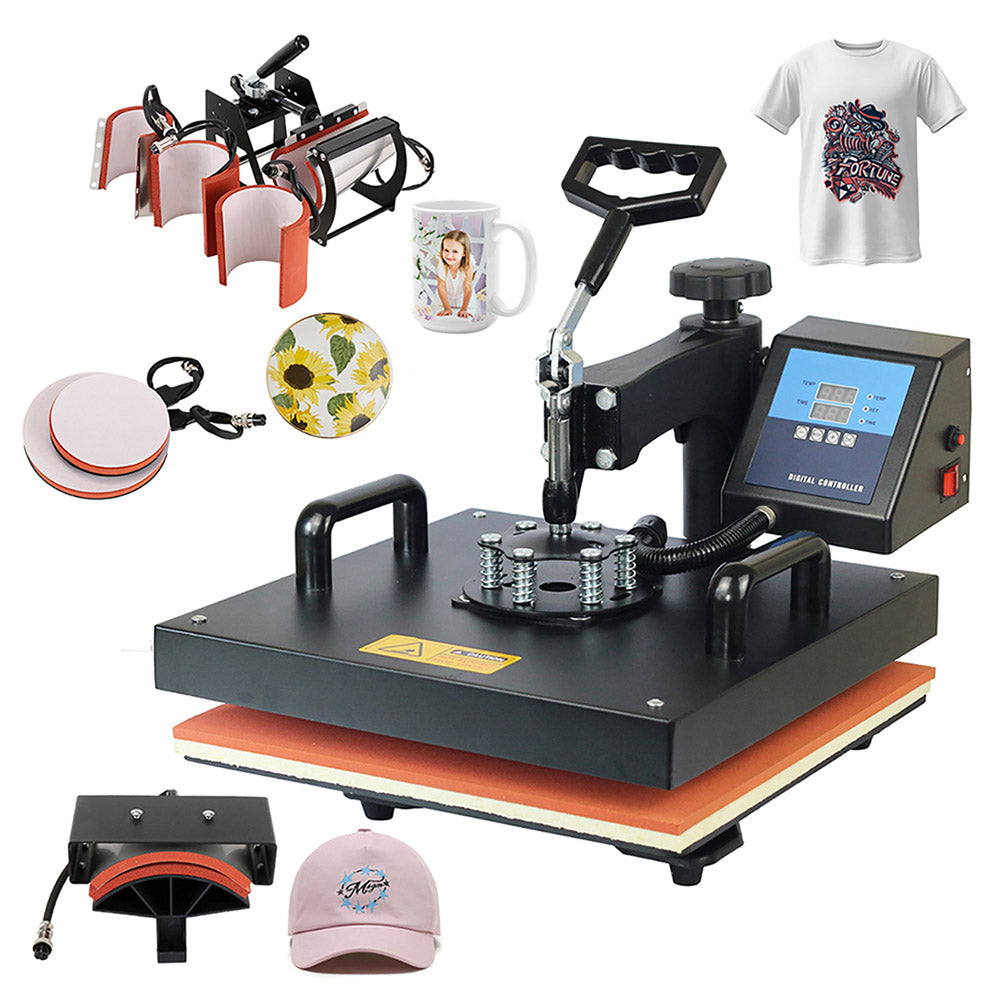 SHUOHAO 8 In 1 Heat Press Machine 15*15in For Cap-Bag-Mouse-Pad-Phone Case-Tape-Stickers-Mug-Plate-Puzzle-T-shirts