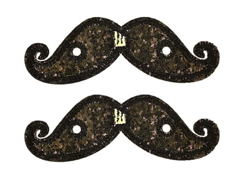 Shwings Shoe Accessories: Black Sparkle Handlebar Mustache