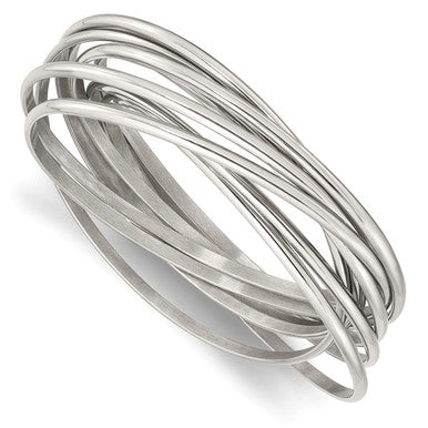 Intertwined Stainless Steel Polished Bangle Bracelet