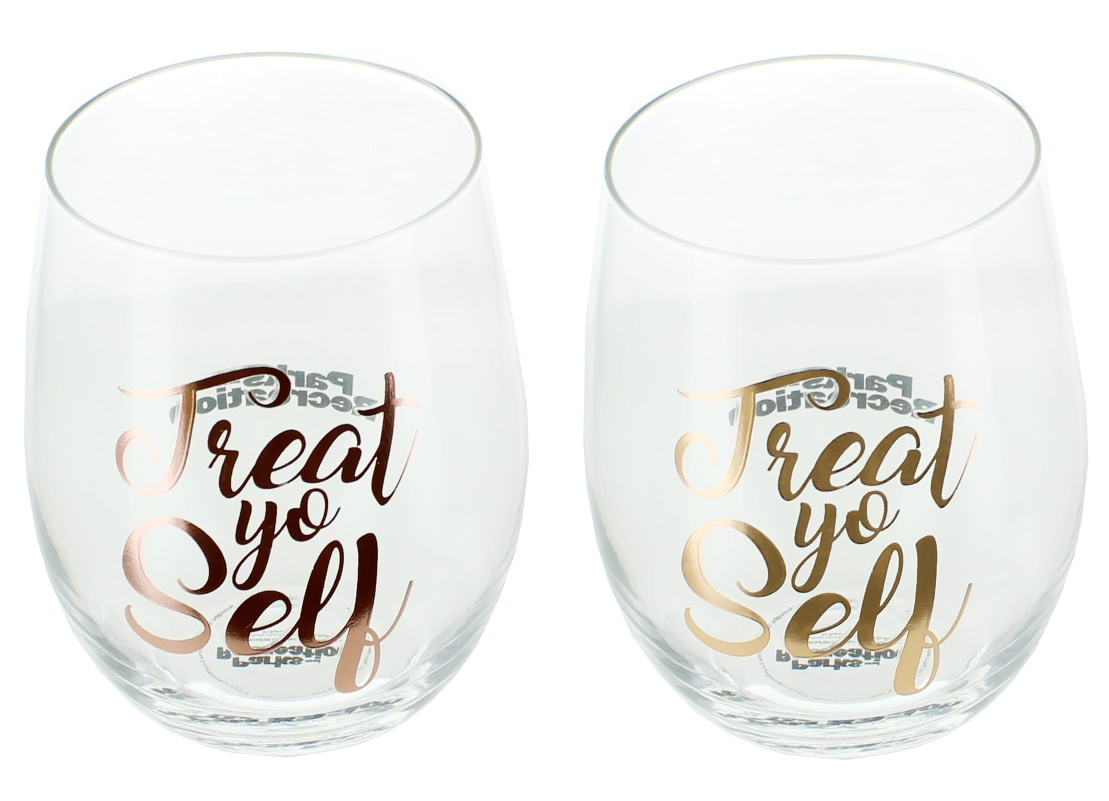 Parks and Recreation "Treat Yo Self" 17-Ounce Stemless Wine Glasses | Set Of 2