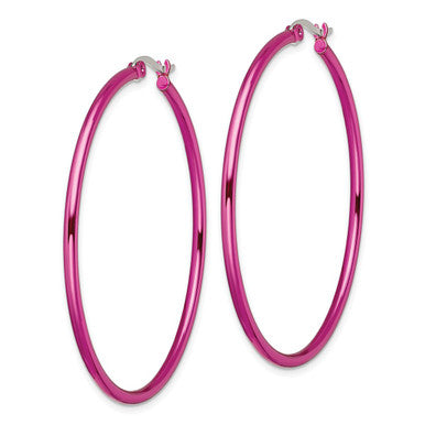 Stainless Steel Polished IP-Plated 48mm Diameter Hoops