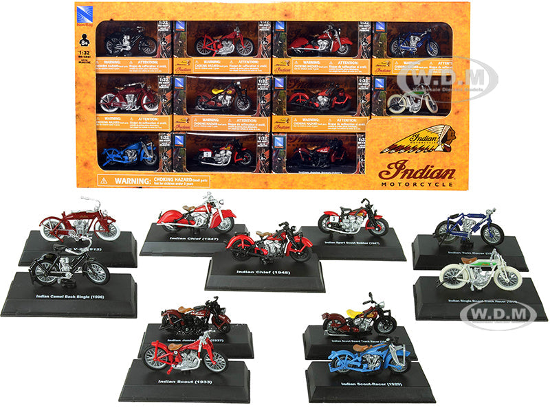 "Indian Motorcycle" Set of 11 pieces 132 Diecast Motorcycle Models by New Ray