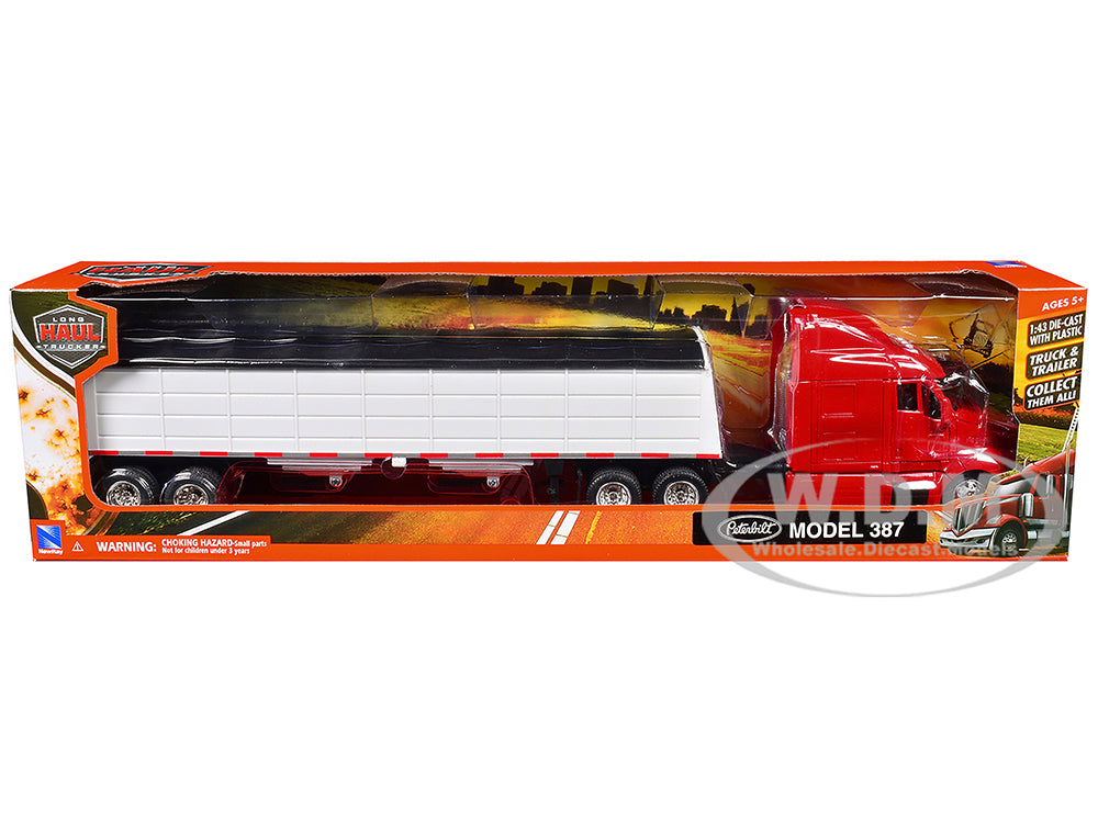 Peterbilt 387 Truck Red with Grain Trailer White "Long Haul Truckers" Series 1-43 Diecast Model by New Ray