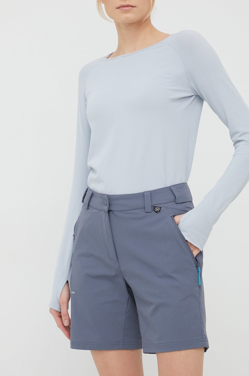 Pohodne kratke hlače Viking Expander ženske, siva barva