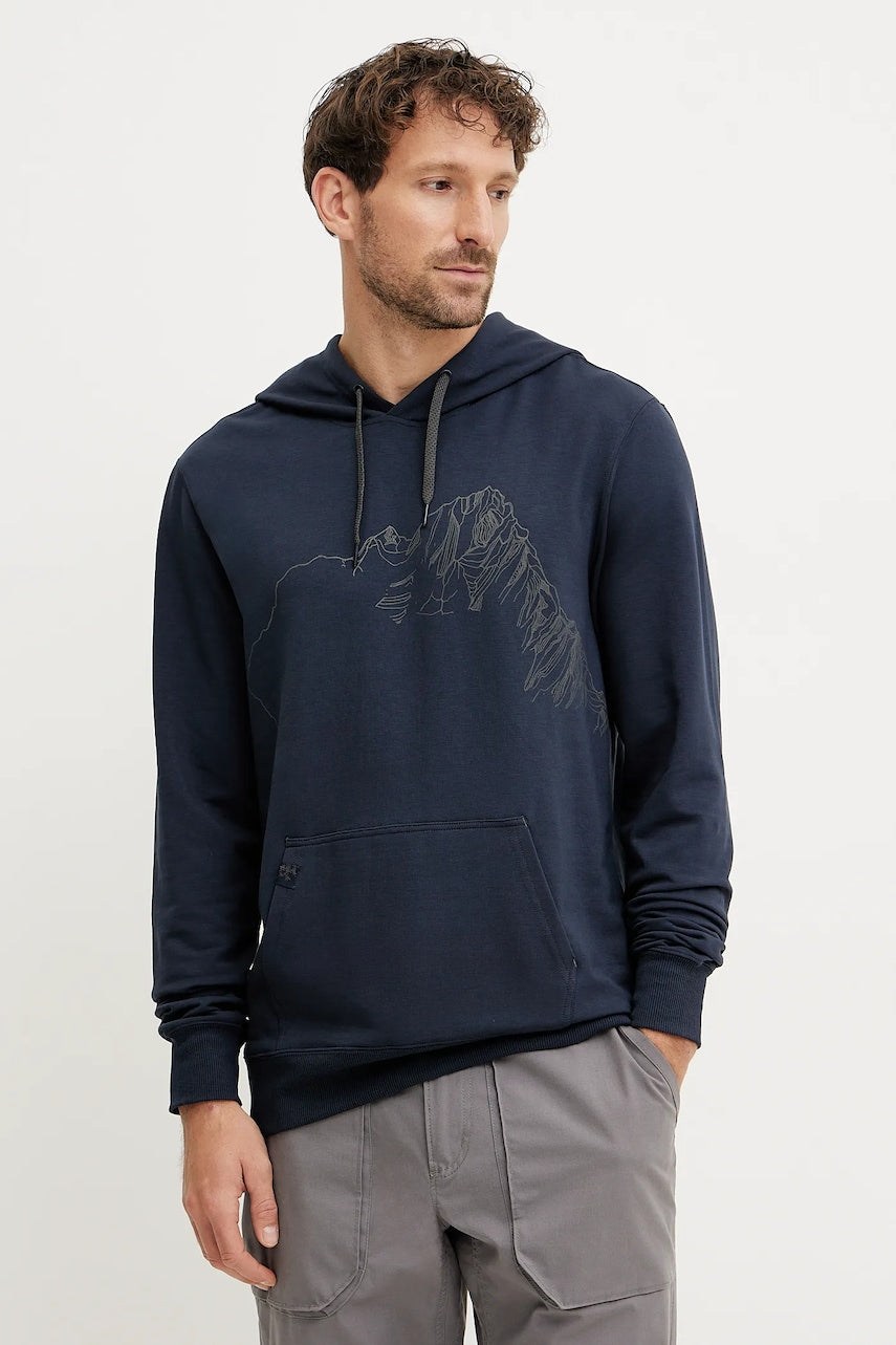 Športni pulover Viking Panaka mornarsko modra barva, s kapuco, 730-25-3888