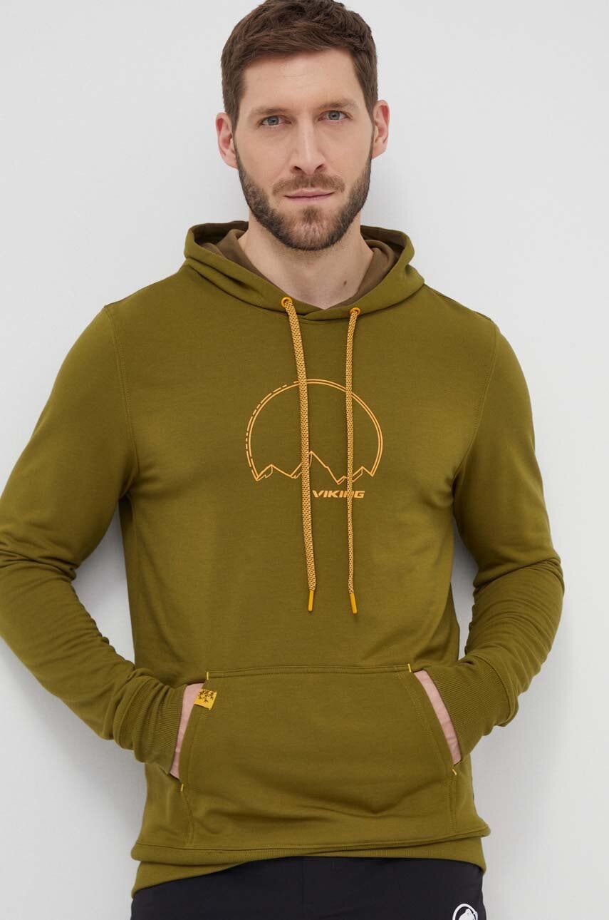 Športni pulover Viking Panaka zelena barva, s kapuco, 730-25-3888