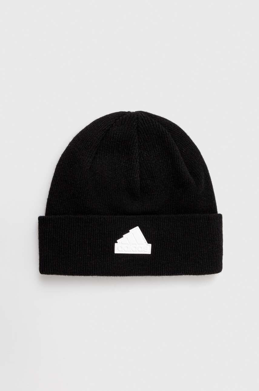 Vunena kapa adidas boja: crna, od tanke pletenine