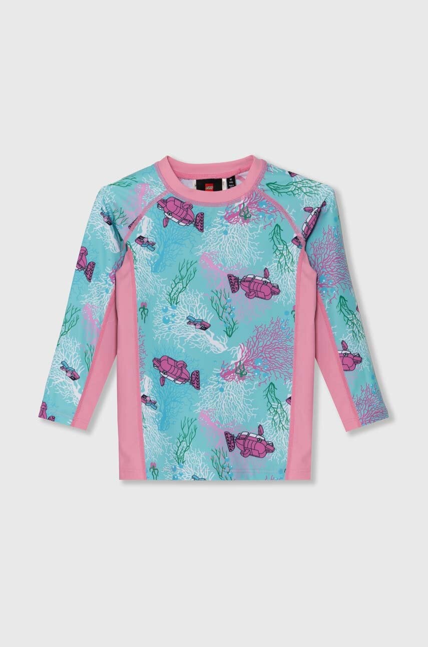 Otroška dolga majica za kopanje Lego turkizna barva