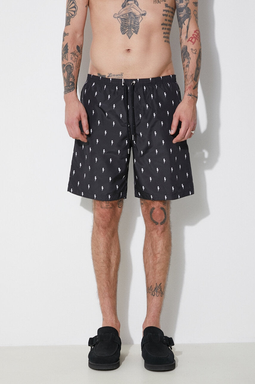 Kratke hlače za kupanje Neil Barrett All-Over Micro Bolts Swim Long Shorts boja: crna, MY58026B-Y068-524N