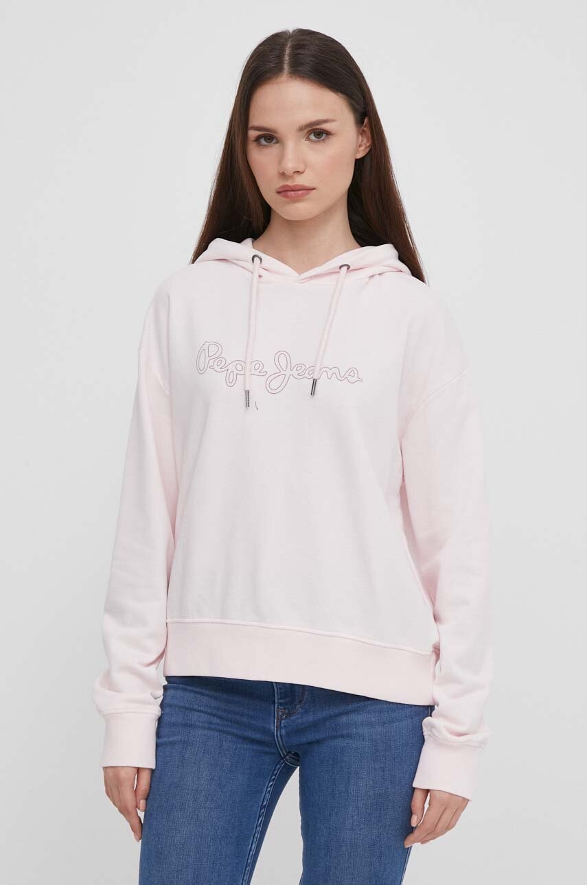 Dukserica Pepe Jeans Lana HOODIE za žene, boja: ružičasta, s kapuljačom, s tiskom, PL581440