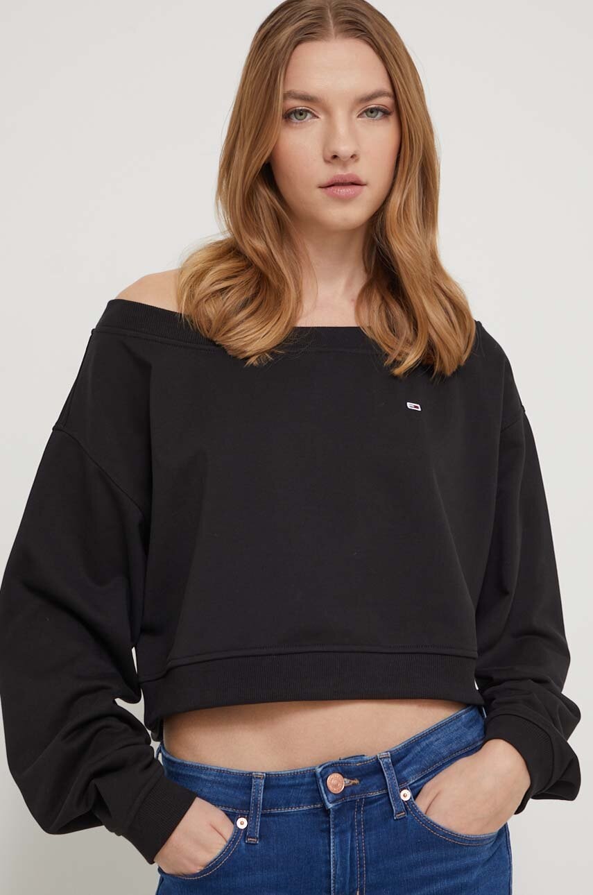 Dukserica Tommy Jeans za žene, boja: crna, bez uzorka, DW0DW17956