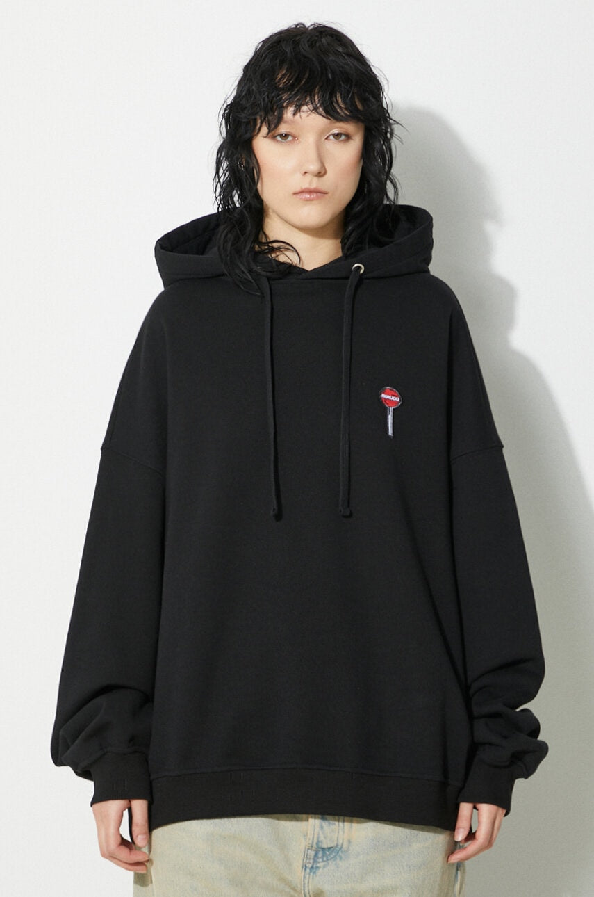 Bombažen pulover Fiorucci Black Lollipop Patch Hoodie črna barva, s kapuco, M01FPSHO092CJ05BK01