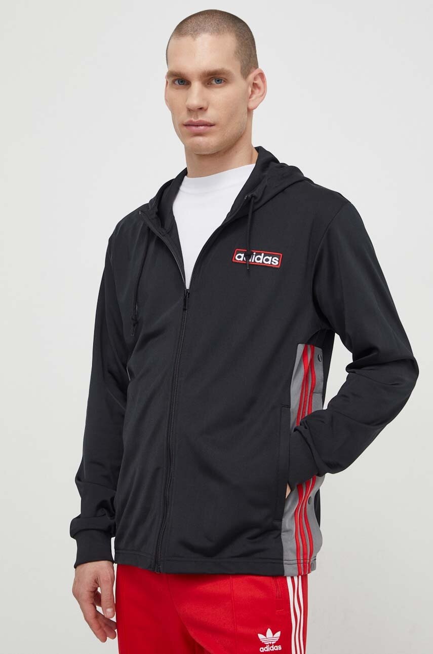 Dukserica adidas Originals Adibreak Full-Zip Hoodie za muškarce, boja: crna, s kapuljačom, s uzorkom, IM8209