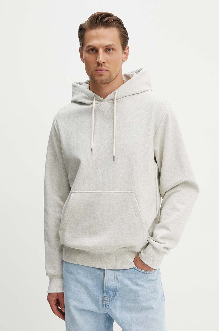 Pamučna dukserica A.P.C. Hoodie Bruce za muškarce, boja: bež, s kapuljačom, melanž, COGWV.H27867.PAA