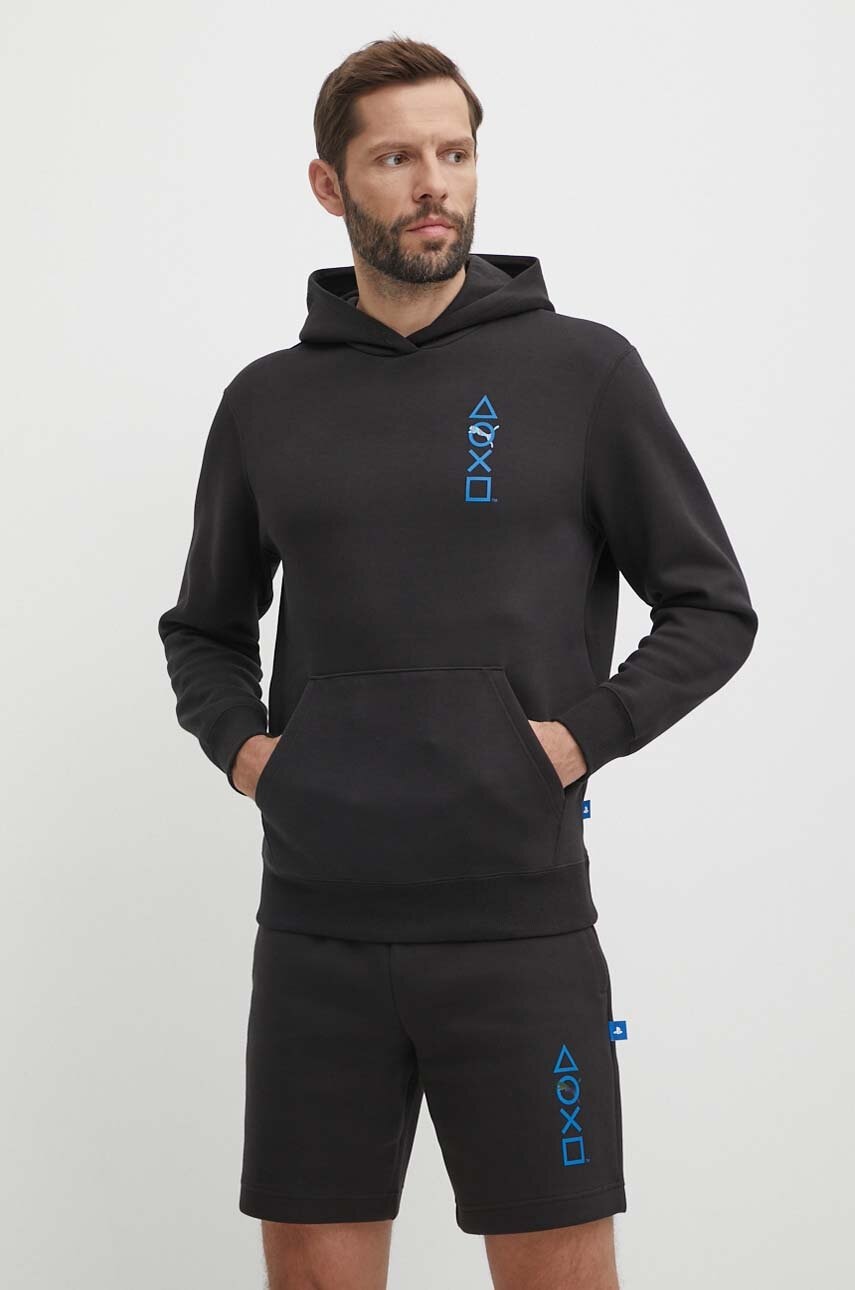 Dukserica Puma PUMA X PLAYSTATION za muškarce, boja: crna, s kapuljačom, s tiskom, 624678