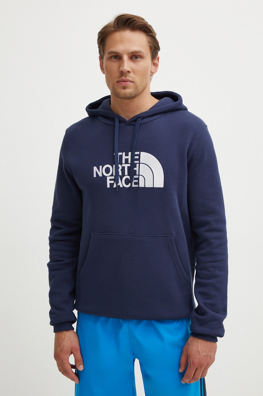 Bombažen pulover The North Face M Drew Peak Pullover Hoodie moški, mornarsko modra barva, s kapuco, NF00AHJY8K21