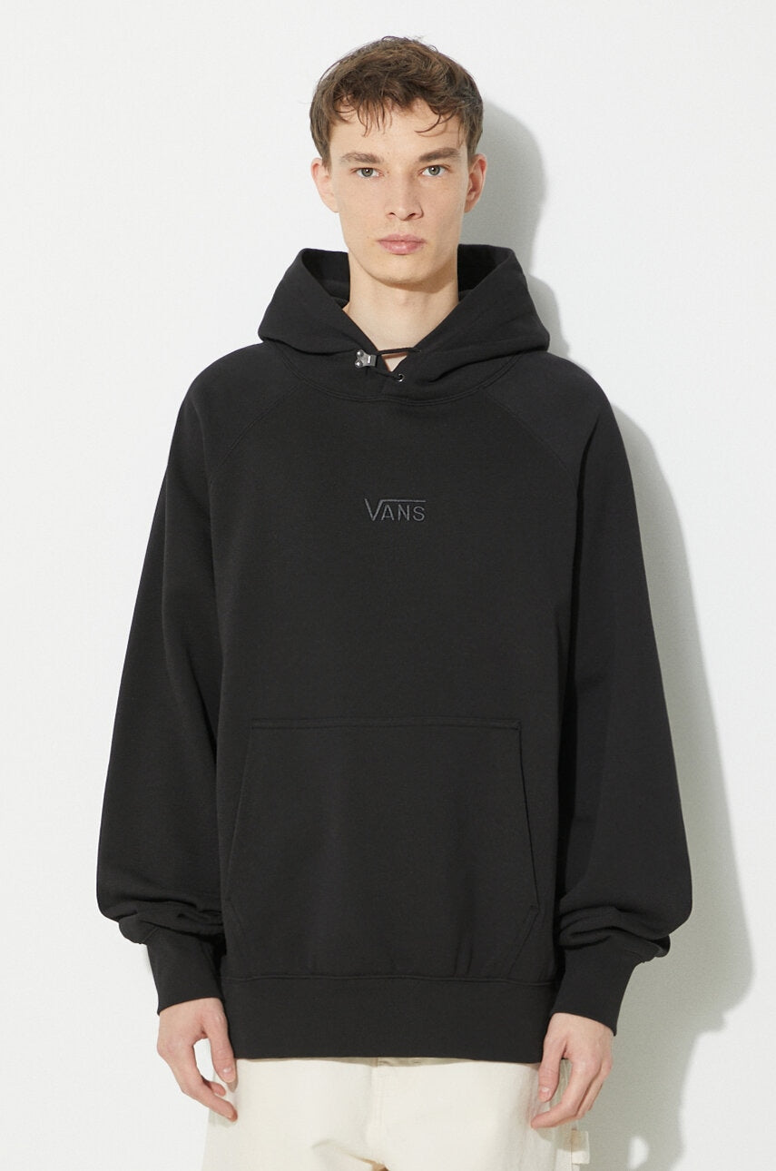 Bombažen pulover Vans Premium Standards Hoodie Fleece LX moški, črna barva, s kapuco, VN000GZ1BLK1