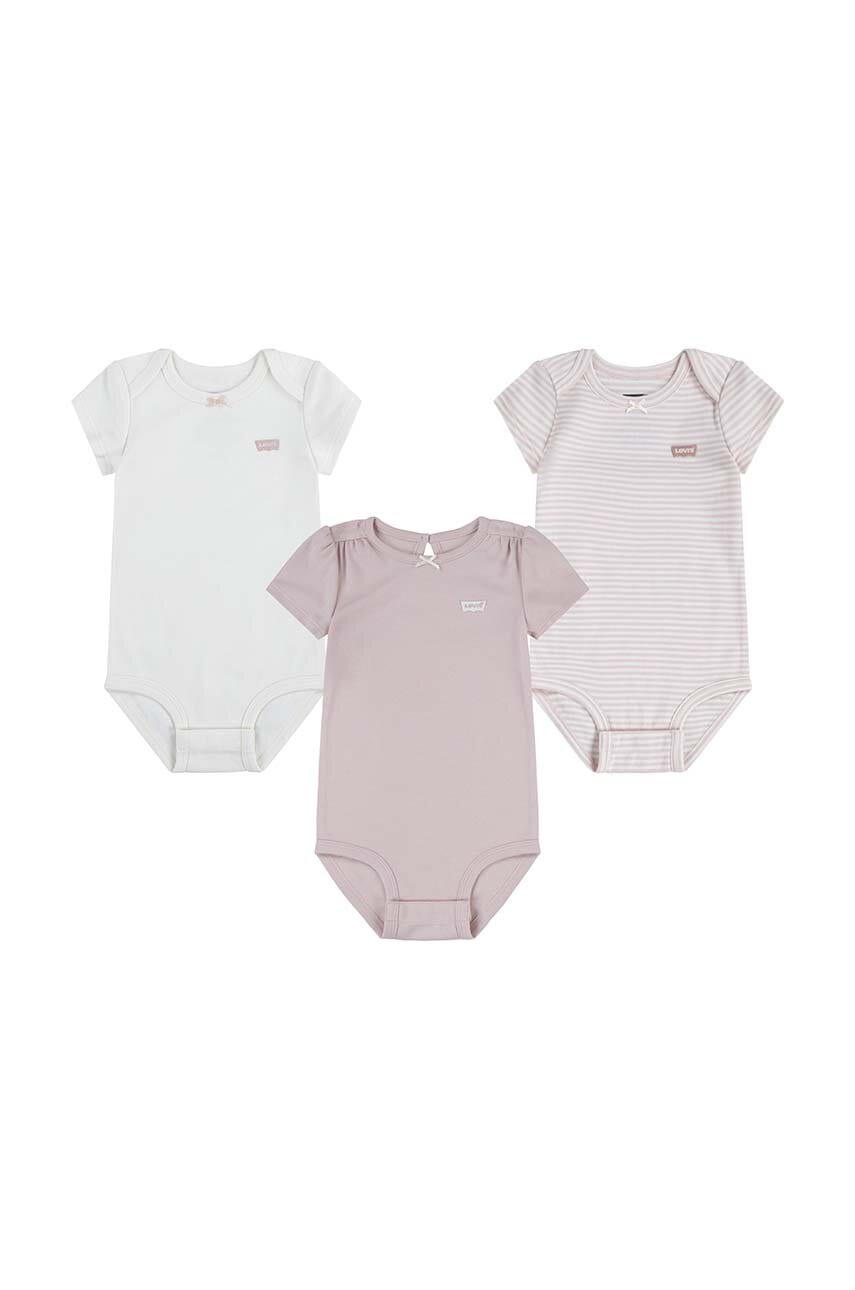 Bombažen body za dojenčka Levi's LVG 3PK BOW BODYSUIT SET 3-pack