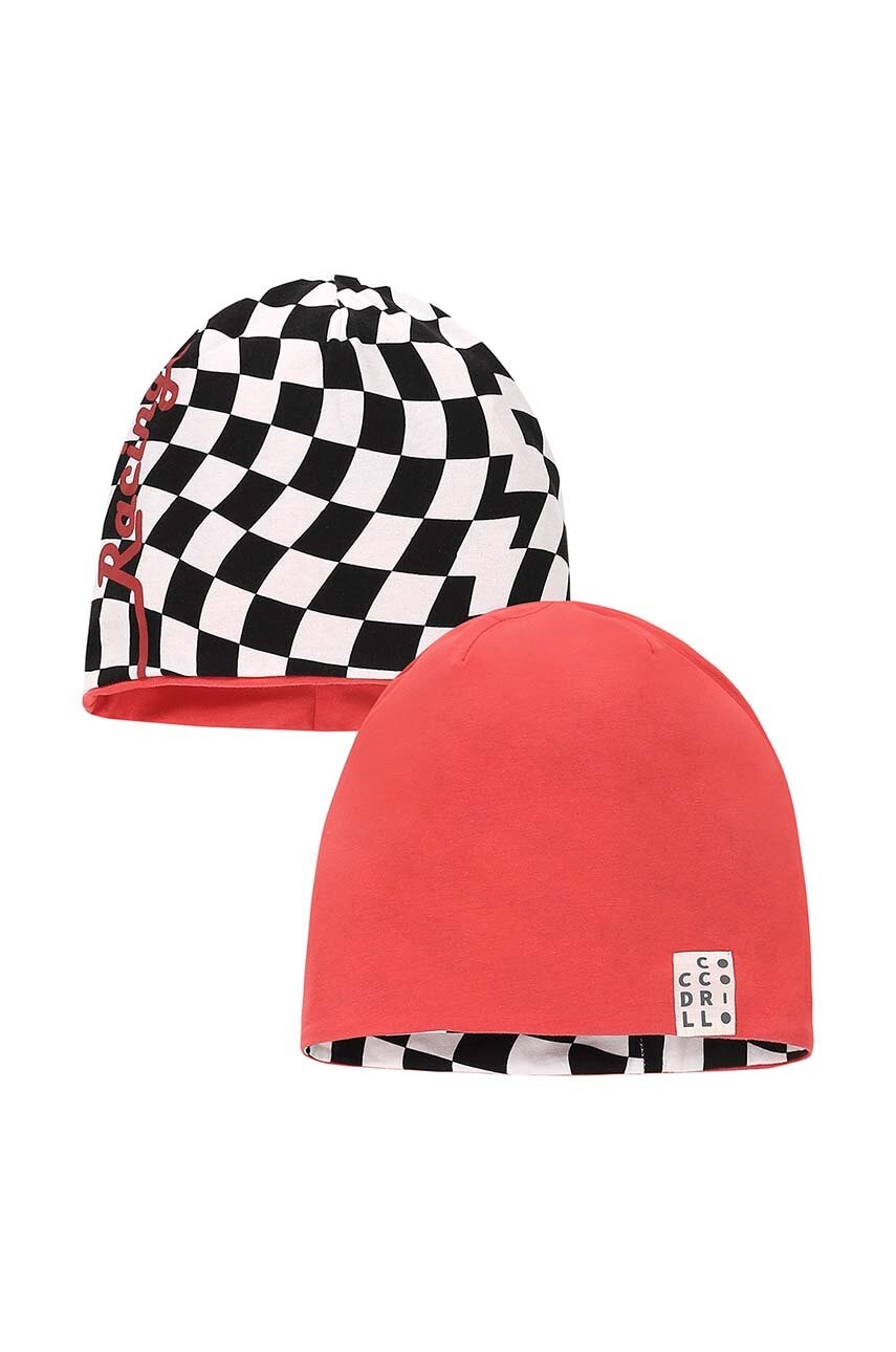 Dječja dvostrana kapa Coccodrillo boja: crvena, od tanke pletenine