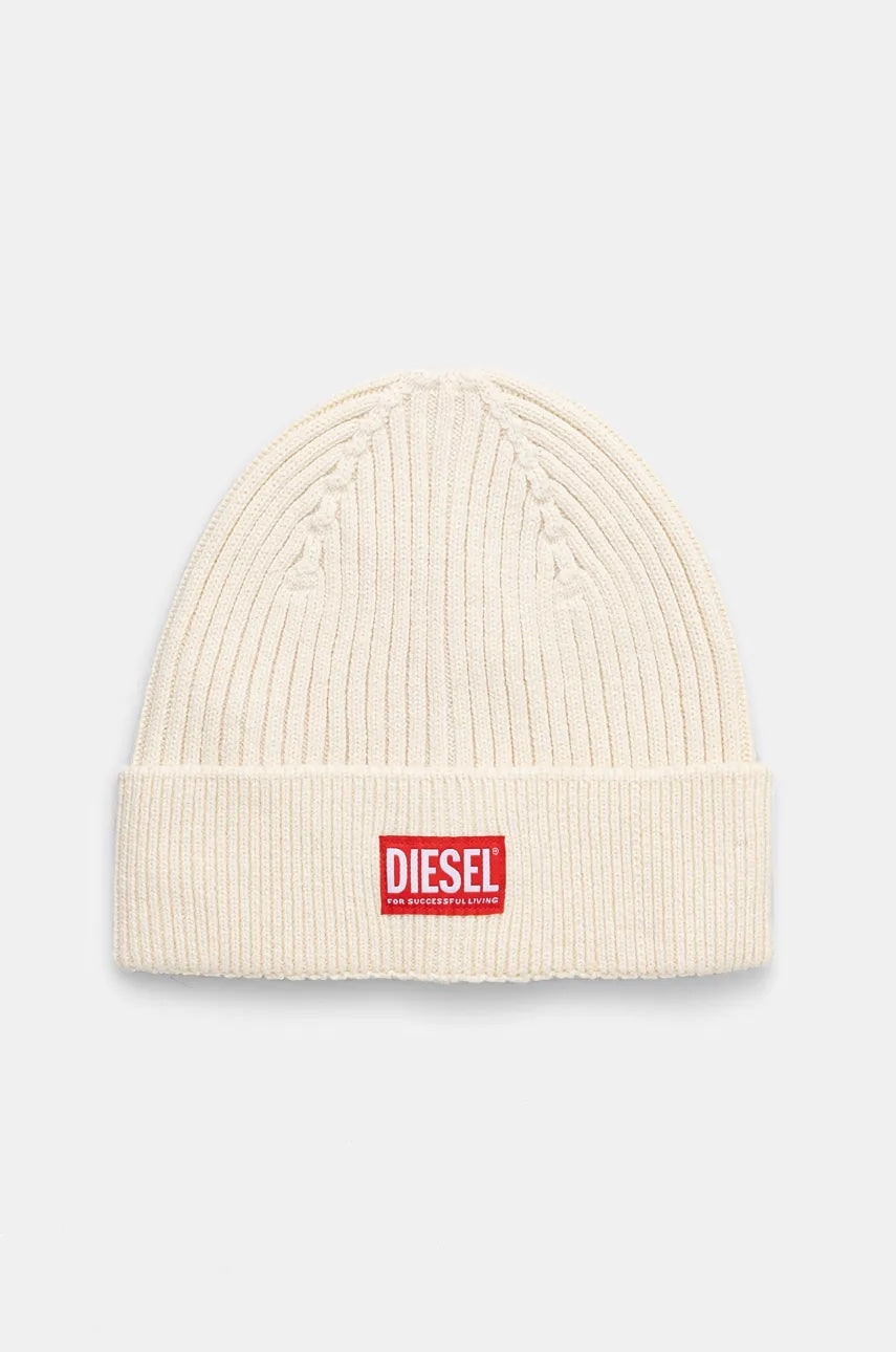 Vunena kapa Diesel boja: bež, od tanke pletenine, vunena