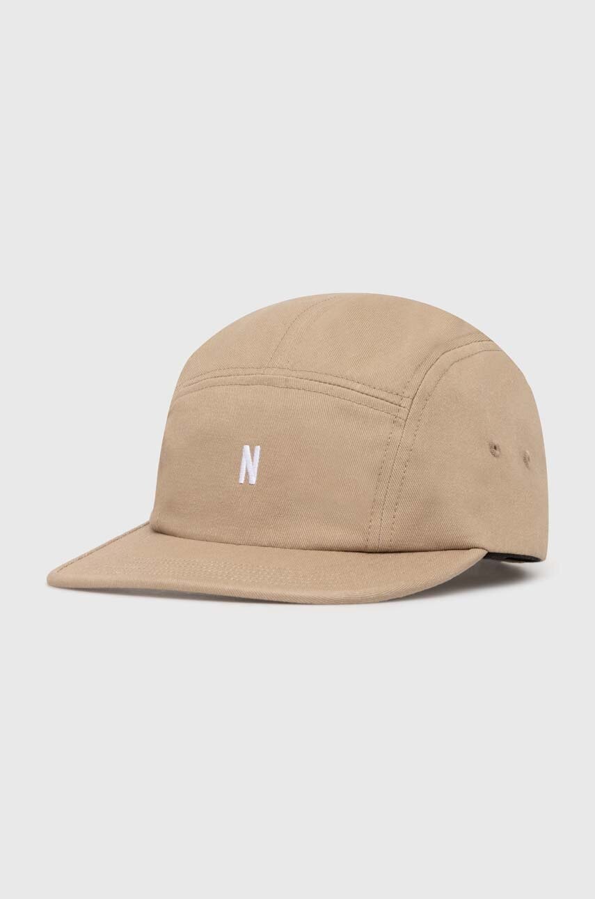 Pamučna kapa sa šiltom Norse Projects Twill 5 Panel Cap boja: bež, bez uzorka, N80.0126.0966