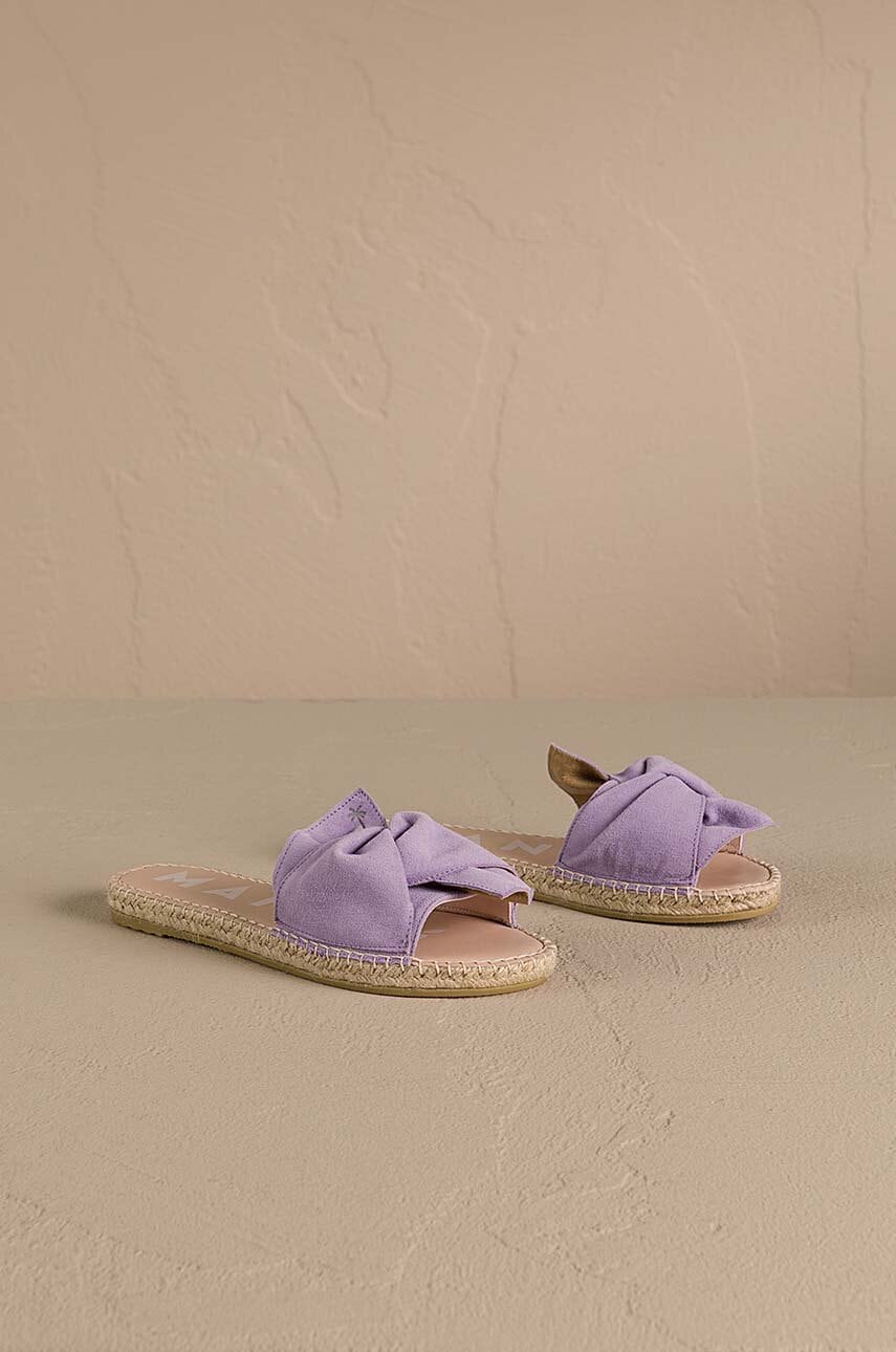 Natikači iz semiša Manebi Hamptons Sandals With Knot ženski, vijolična barva, W 1.3 JK