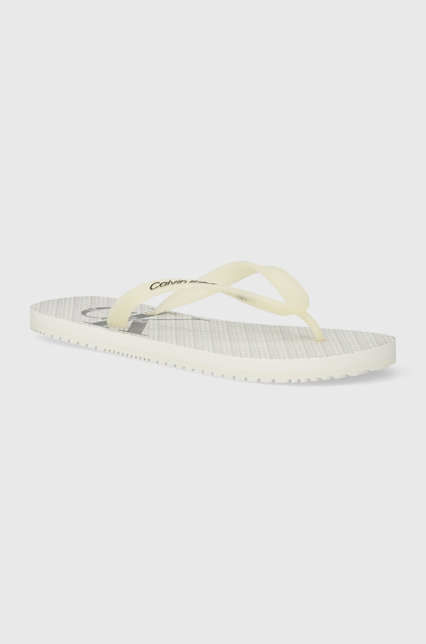 Japonke Calvin Klein Jeans BEACH SANDAL GLOSSY moške, bela barva, YM0YM00952