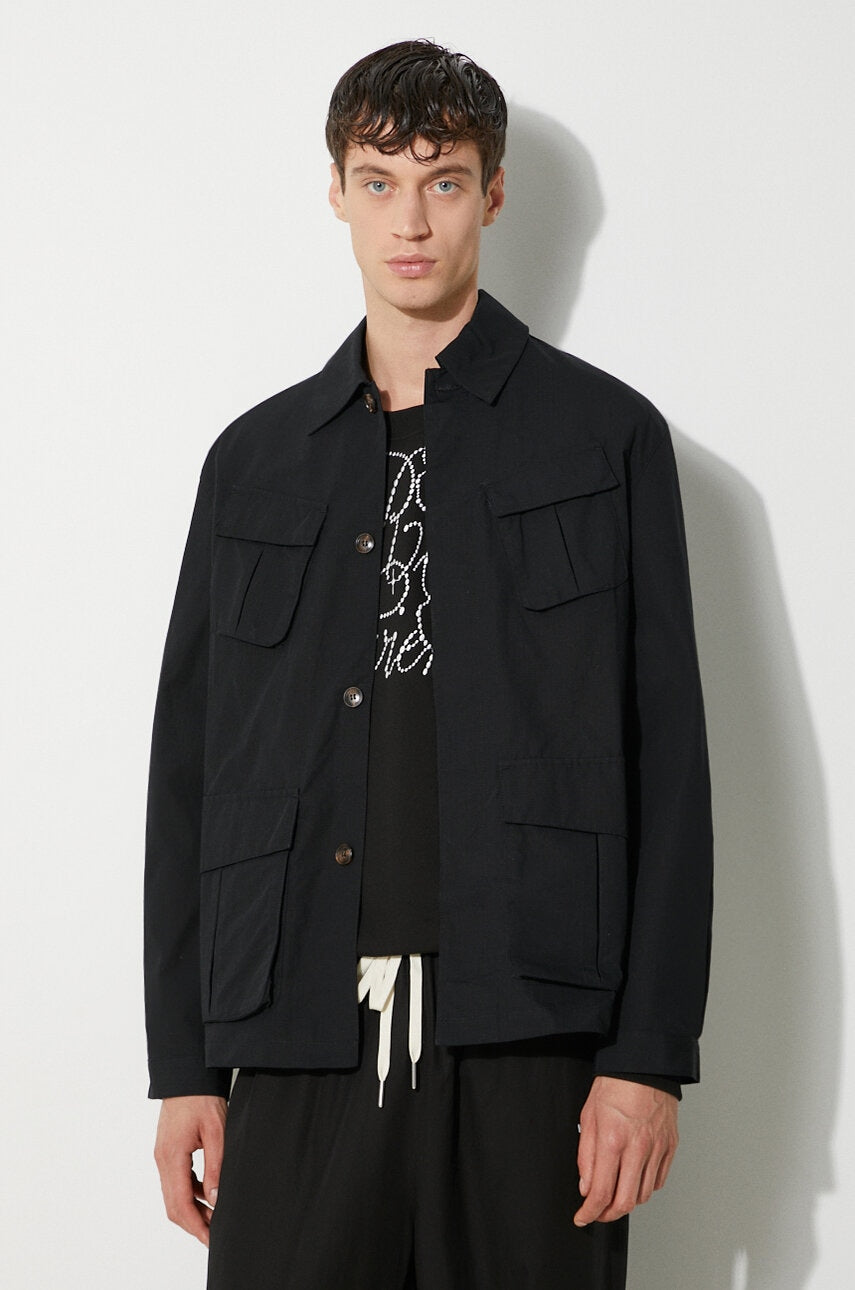 Pamučna jakna MKI MIYUKI ZOKU Ripstop Cargo Jacket boja: crna, za prijelazno razdoblje, oversize, RIPSTOP.CARGO.JACKET