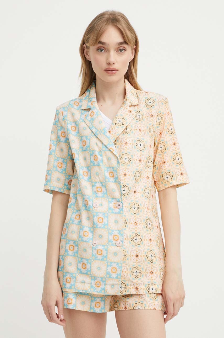 Sako s dodatkom lana Never Fully Dressed dvoredno zakopčavanje, s uzorkom