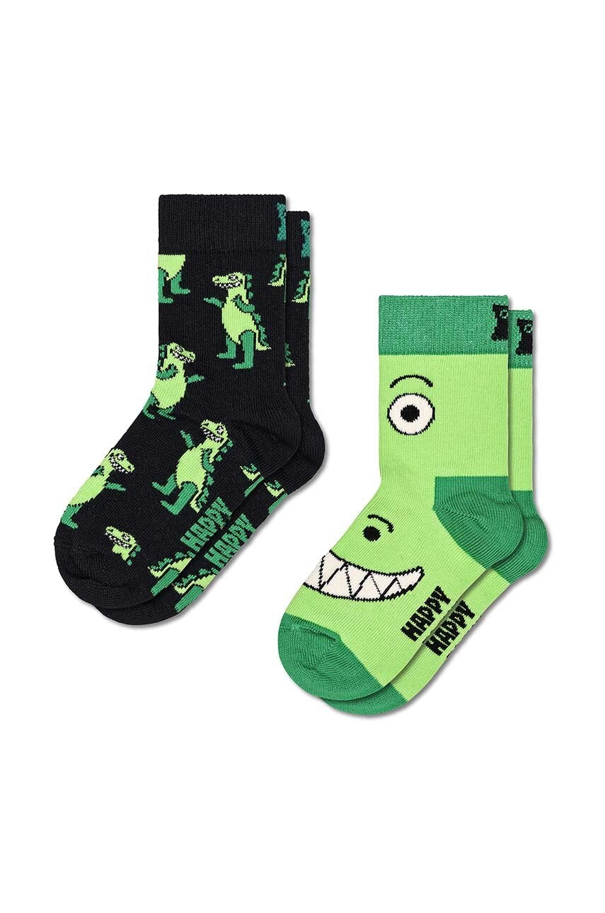 Otroške nogavice Happy Socks Kids Dino Socks 2-pack zelena barva