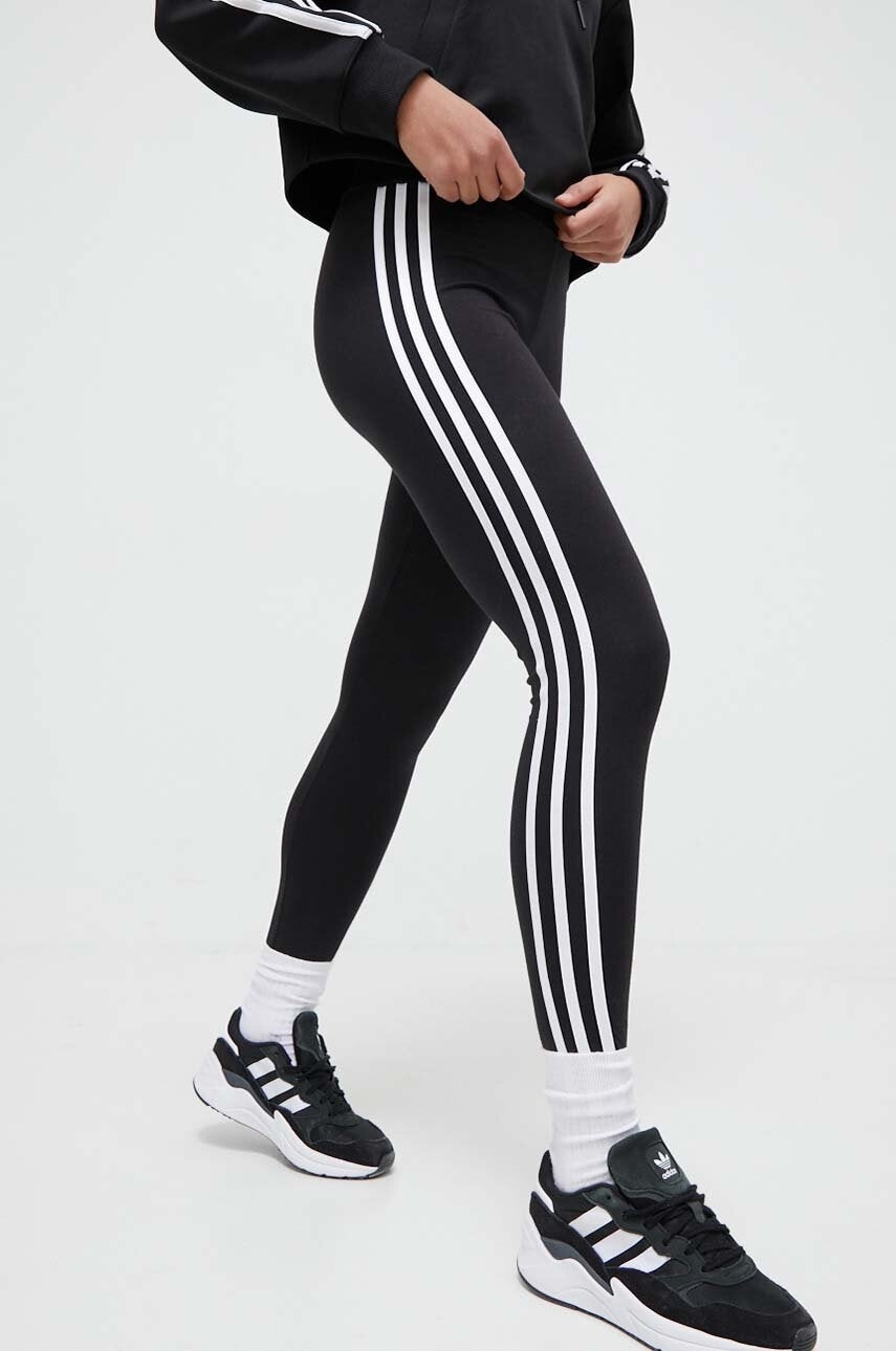 Tajice adidas Originals 3-Stripe Leggings 3-Stripes za žene, boja: crna, s aplikacijom, IP2968