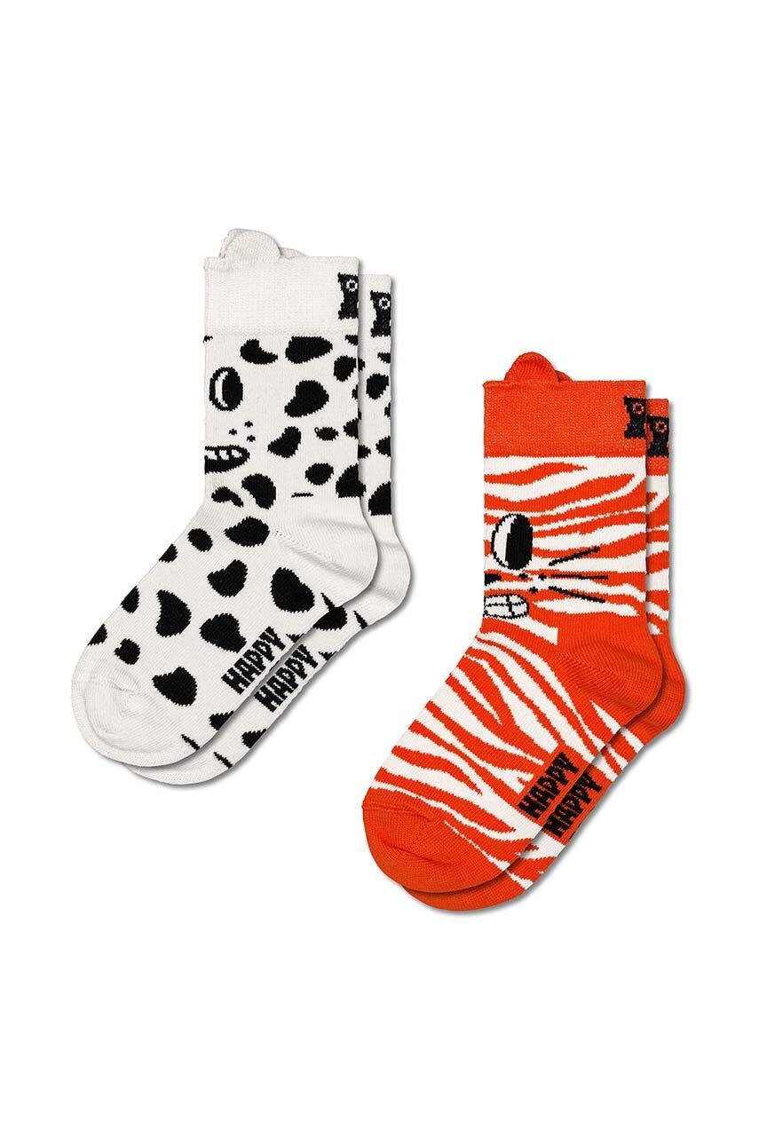 Otroške nogavice Happy Socks Kids Cat & Dog Socks 2-pack bela barva