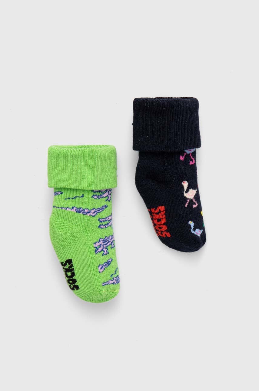 Otroške nogavice Happy Socks Kids Animals Baby Terry Socks 2-pack črna barva