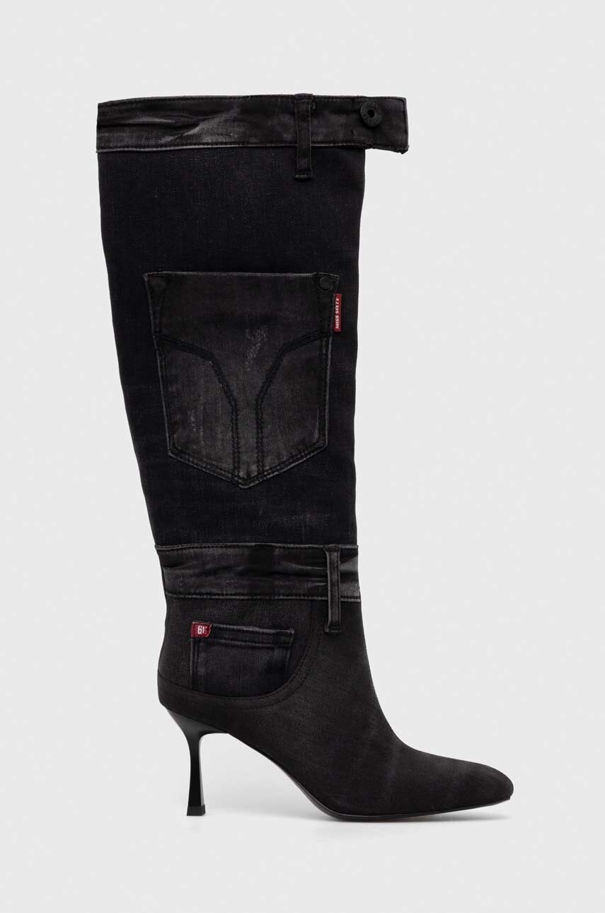 Čizme Miss Sixty za žene, boja: crna, s tankom potpeticom