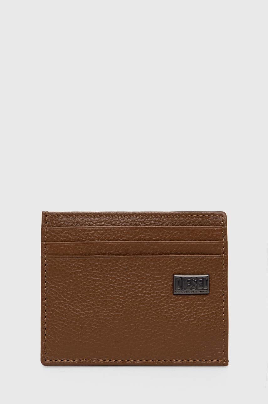 Kožni etui za kartice Diesel MEDAL-D CARD HOLDER 6 WALLET boja: smeđa, X09910.P0685