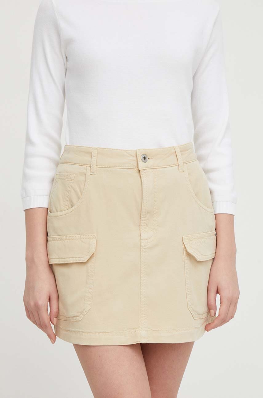 Suknja Pepe Jeans TARA boja: bež, mini, ravna, PL901102