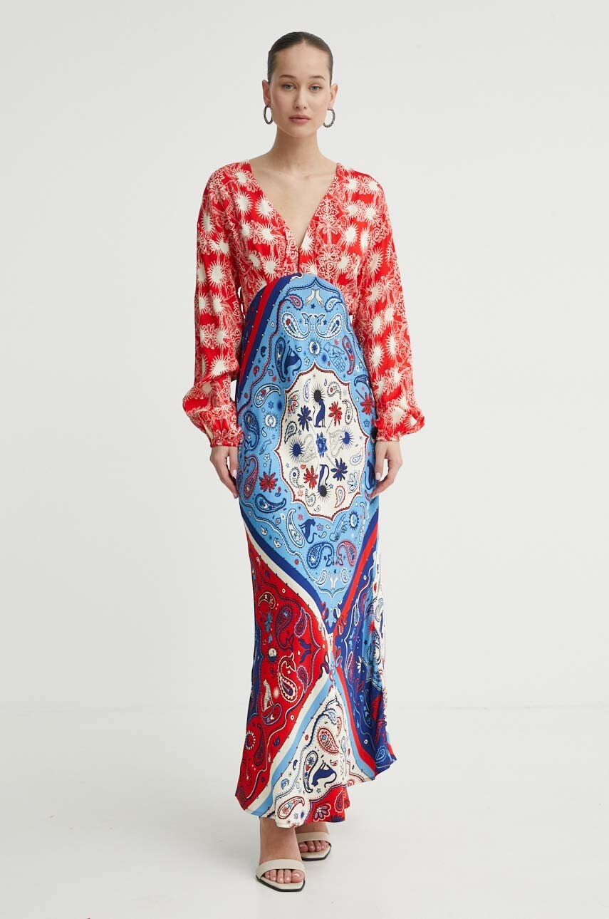 Haljina Never Fully Dressed boja: crvena, maxi, širi se prema dolje