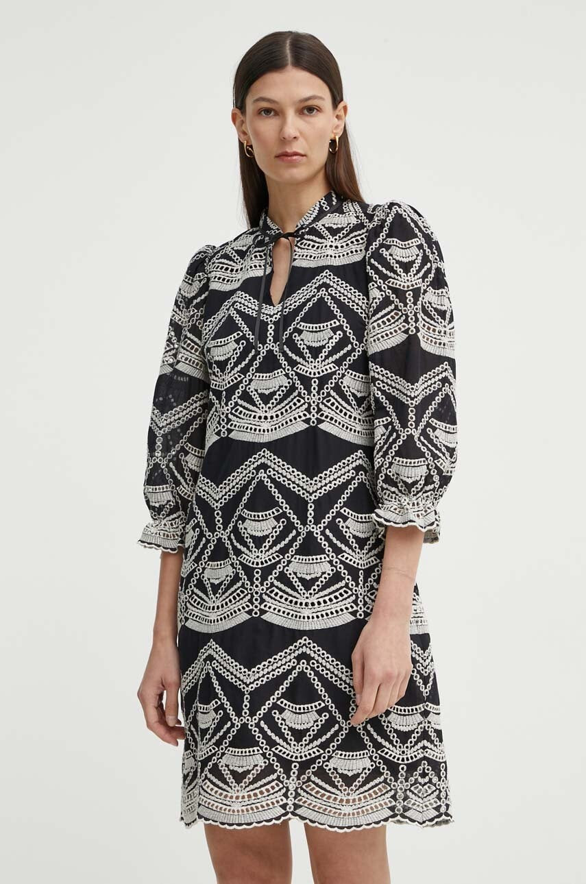 Pamučna haljina Bruuns Bazaar ArvensisBBAbami dress boja: crna, mini, širi se prema dolje, BBW3919