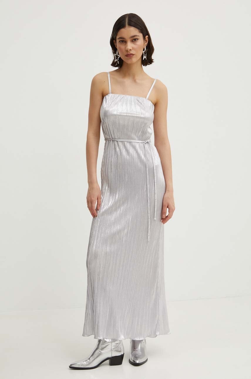 Haljina Never Fully Dressed Luna boja: srebrna, maxi, širi se prema dolje, NFDDR1400