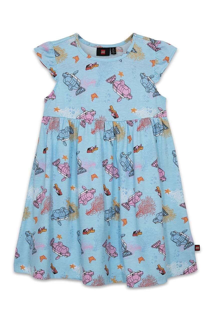 Dječja pamučna haljina Lego mini, širi se prema dolje