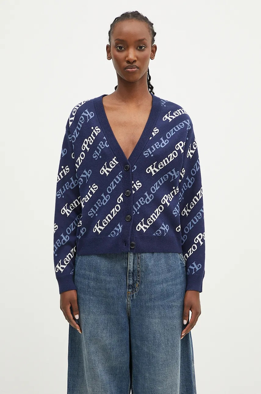 Jopica s primesjo volne Kenzo by Verdy Cardigan mornarsko modra barva, FE52CA4603CB.77