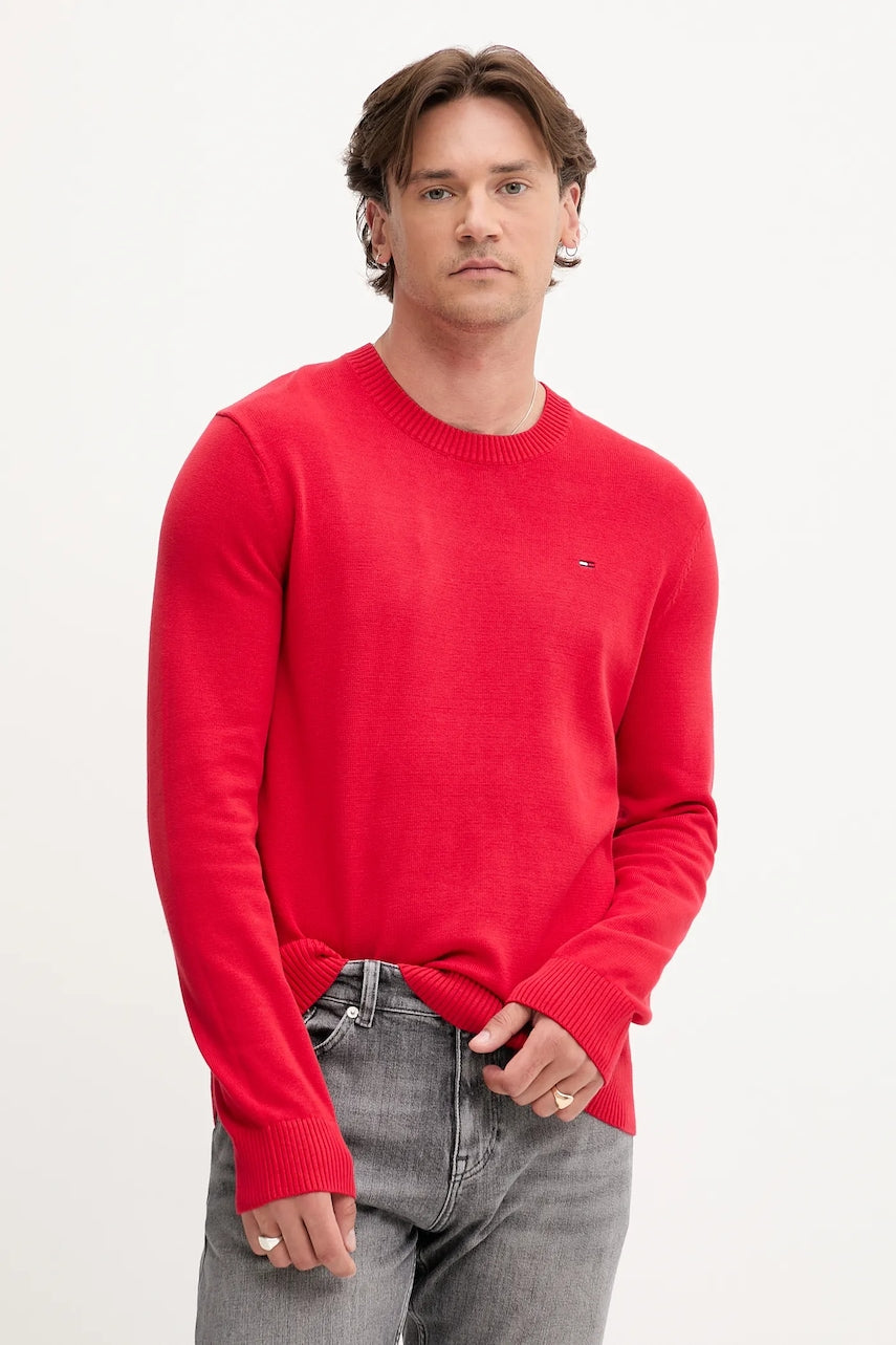 Pamučni pulover Tommy Jeans boja: bordo, DM0DM18895